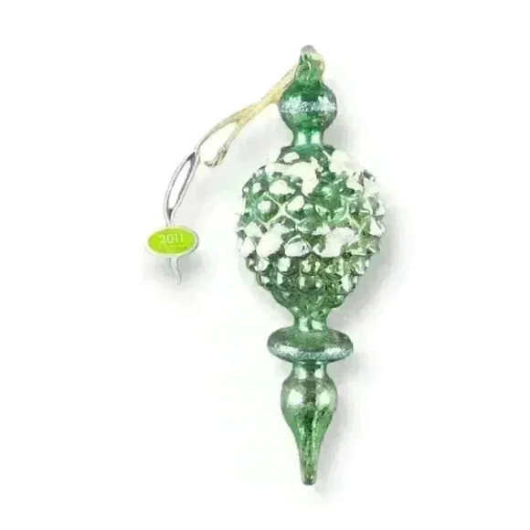 North Pole Trading Company Blown Glass Pinecone Green Christmas Ornament (2011) - Picture 2 of 4